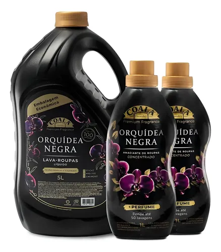 Kit Coala Laundry Lava Roupas+2 Amaciantes Orquídea Negra
