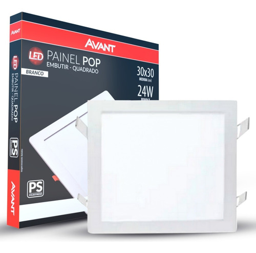 Painel Plafon Led 24w Quadrado Embutir Branco Frio Luminária