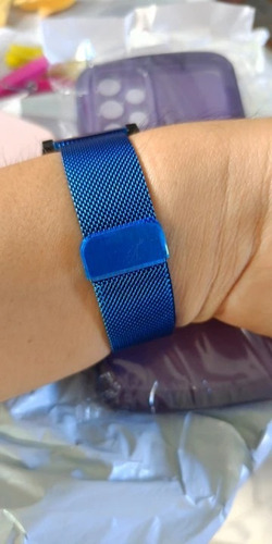 Correa Malla Acero Inoxidable Para Haylou Watch 2 Pro Azul 2.2 Cm