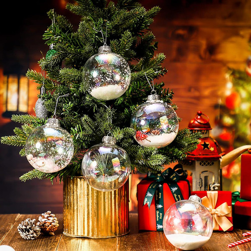 12 Esferas Iridiscentes De Navidad Para Colgar De Plastico