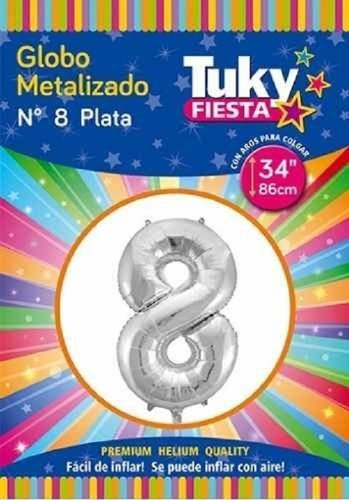 1 Globo Metalizado Numeros 34 Pulgadas Tuky 