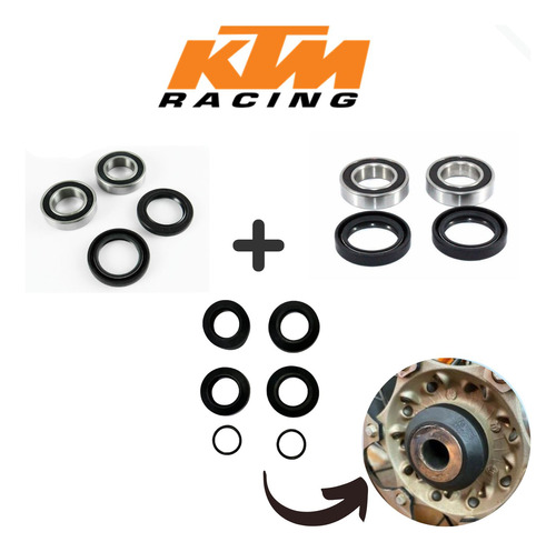 Kit Rolamento Diant E Tras Ktm+protetores De Rolamentos Race