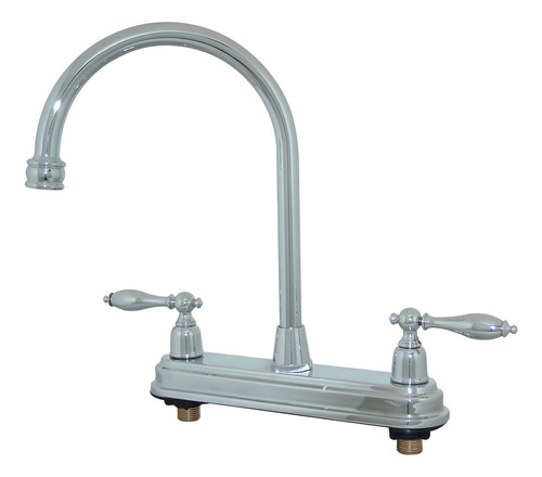 Mezcladora Fregadero Cromada Con Cartucho Ceramico 6-lc Acabado Cromo Color Plateado