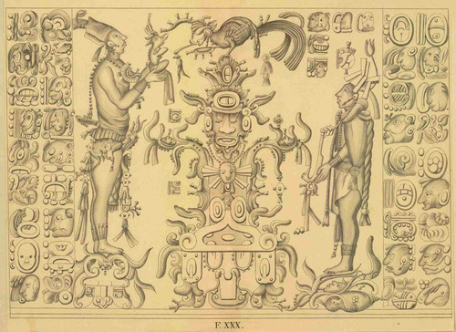 Lienzo Canvas Ilustración Rey Palenque Maya 1787 Arqueología