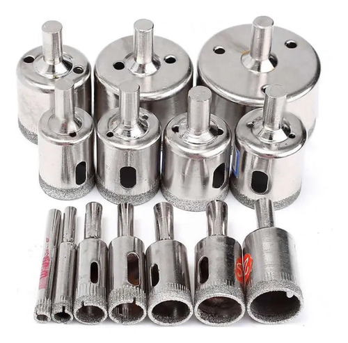 Jogo Com 15 Brocas Diamantadas 6-50mm Vidro Ceramica Piso MFL