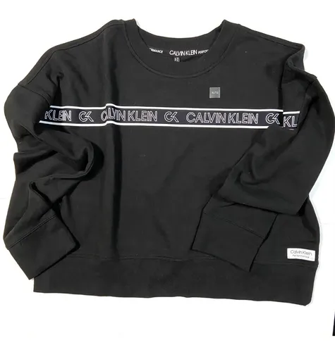 Calvin Klein Buzo Mujer Corto Negro Cuello Redondo Calvin Klein Buzo Mujer Corto Negro Cuello Redondo