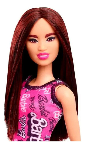 Boneca Barbie Básica Fashion Ruiva Com Vestido Rosa Mattel