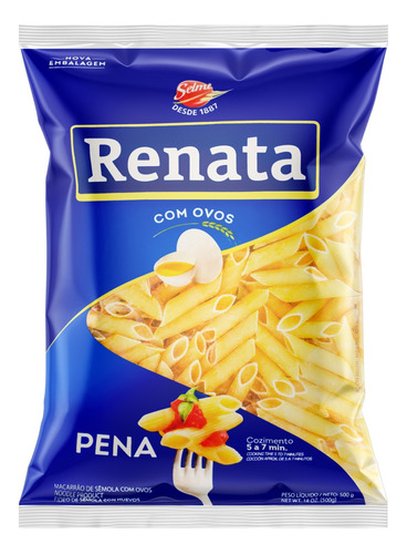 Macarrão De Sêmola Com Ovos Penne Renata Pacote 500g