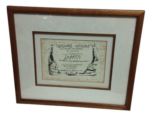 Zapata Invitación De Exposición Firmada Enmarcado Cuadro 