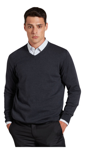  Sweater Devré Liso Gris Melange Hombre 60d000121