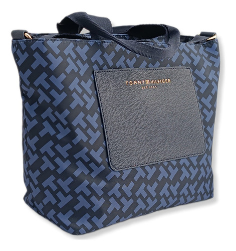 Tommy Hilfiger Bolsa De Mujer Tote/ Handbag Monogram T Azul Color Azul Marino