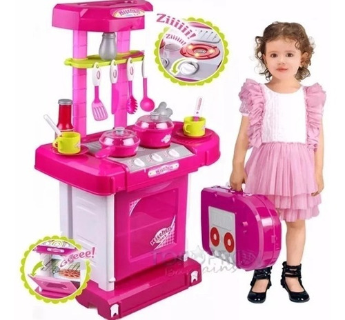 Juego Cocina Princesa Maletín Niña Con Horno Luz Sonidos