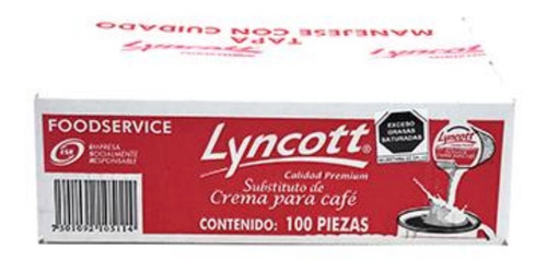 Sustituto De Crema Para Café Líquido Lyncott 100 Pz