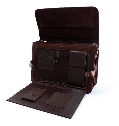 Imagen 4 de 5 de Portafolio Maletin Vintage De Piel Para Laptop Mod. Uxmal