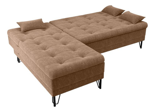 Sofá Cama Com Chaise 3 Lugares 2,00 Mts Nice Matrix Marrom