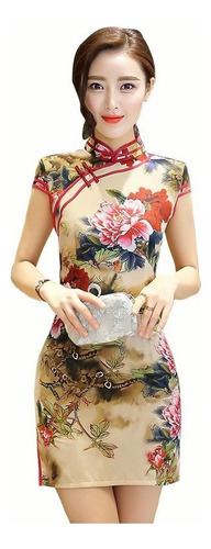 Vestido Tradicional Chino Qipao Estilo Corto Cheongsam