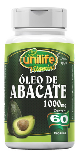 Óleo De Abacate Puro Unilife 60 Cápsulas