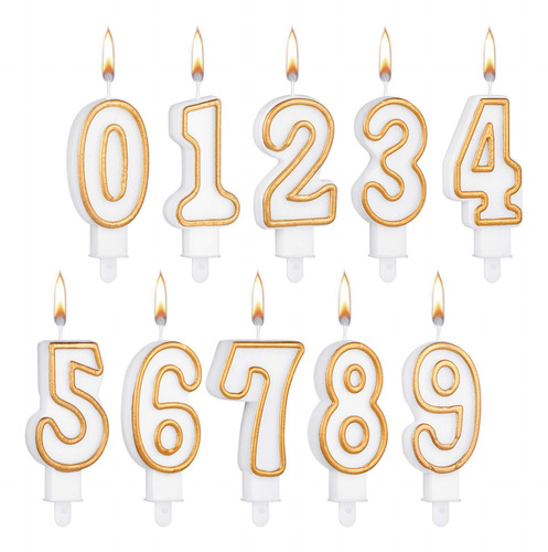 10 Velas Con Números De Pastel De Cumpleaños, Números Del 0