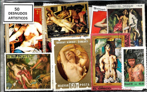 50 Estampillas Diferentes Tema Desnudos Artisticos Mundiale 