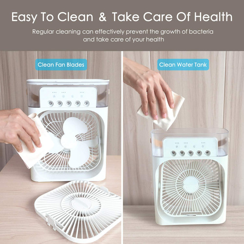 Ventilador Portátil Enfriador De Aire Con Luz Led Y Temporiz Blanco