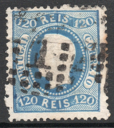 Portugal Antiguo Sello Usado Rey Luiz I X 120r. Años 1867-70