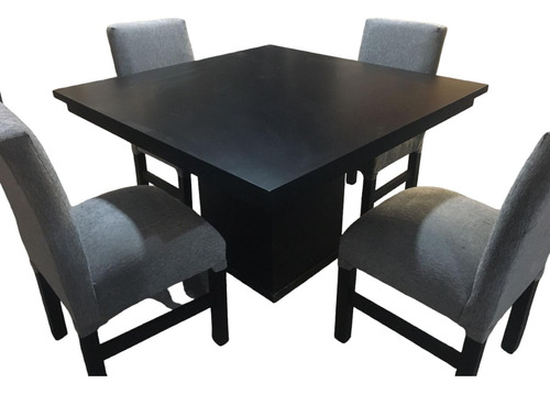 Juego De Comedor Mesa Cuadrada + 4 Sillas Vest En Chenille