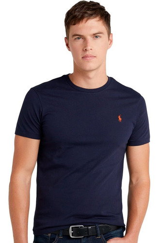 Camiseta Ralph Lauren Custom Fit Orange Azul Marinho