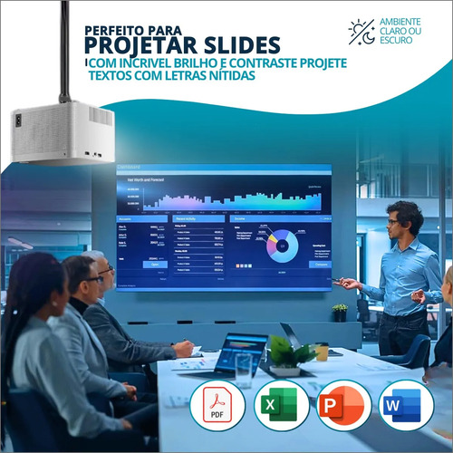 Projetor Portátil Hy350 4k Wifi Hdmi Bluetooth Android Smart
