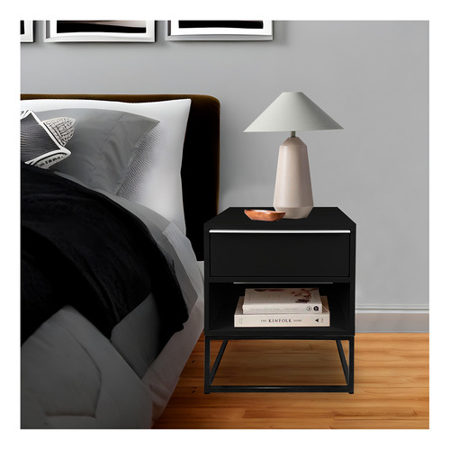 Mesa De Cabeceira Design Industrial Com Gaveta Lonova