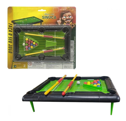 Brinquedo Jogo Mini Sinuca Bilhar Elite Tecido Verde