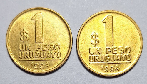 Lote 2 Monedas Uruguay 1 Peso 1994 Variantes 