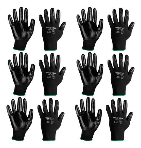 Guantes De Nylon Recubiertos De Nitrilo M, 6 Pares