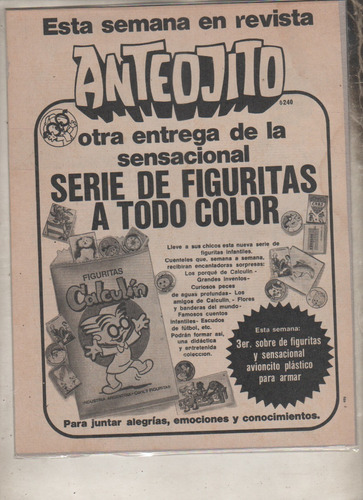 Publicidad De Revista * Figuritas Calculin  * Año 1977
