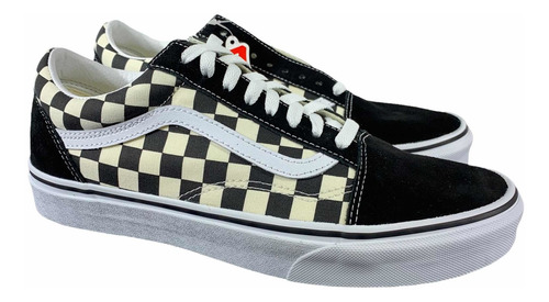 Tenis Vans Hombre Old Skool Checkerboard Negro Look Trendy