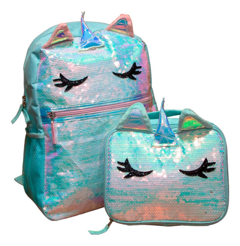 Morral De Lentejuelas Unicornio Con Lonchera