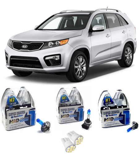 Kit Lâmpadas Super Branca 8500k Sorento 2013 H7 H1 H27 + Led