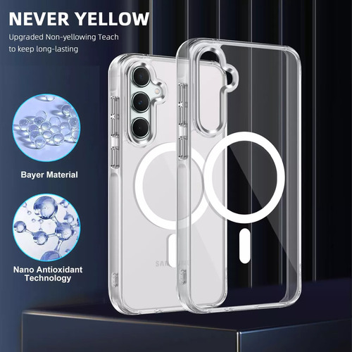 Kit funda para Samsung Galaxy A55 Magnética Transparent Uso Rudo Resistente Duradera+1 Pieza Mica De Vidrio Templado+1 Pieza Mica Lente Templada+1 Kit Limpieza Mica+1 Caja De Phone Case Embalaje