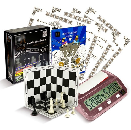 Imagen 1 de 1 de Ajedrez Grande + Reloj Digital Burdeo + Libro + ¡6 Cuentas!