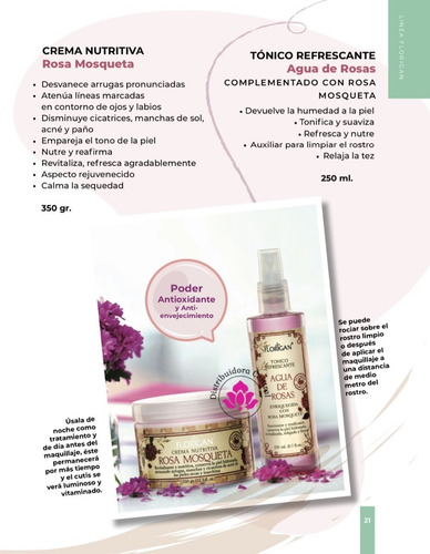 Tónico Refrescante Agua De Rosas Florigan® 250ml. 3 Piezas