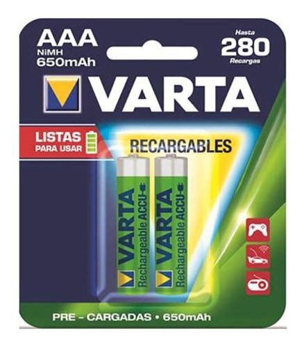 Pilas Recargables Aaa Varta Alemanas, Blister Por 2 