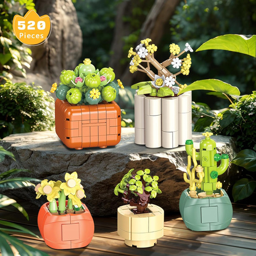 Juego De Construcción De Flores De Bonsái Suculentas, 520 Pi