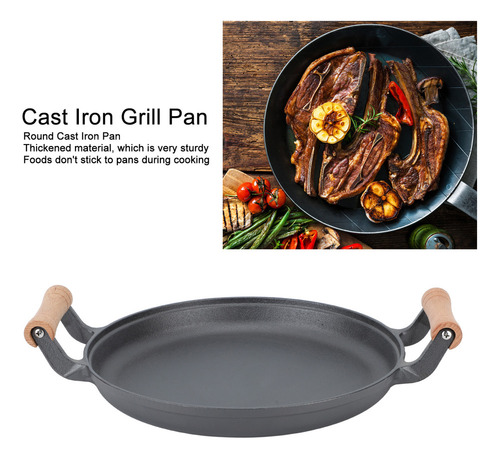 Sartén De Barbacoa De Hierro Fundido De 33 Cm