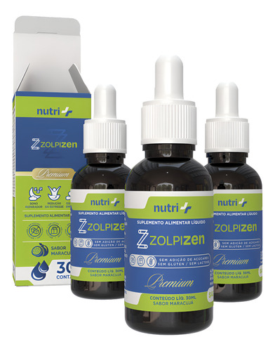 Calmante Natural Zolpizen Gotas Kit-3 Formula Exclusiva Maracujá