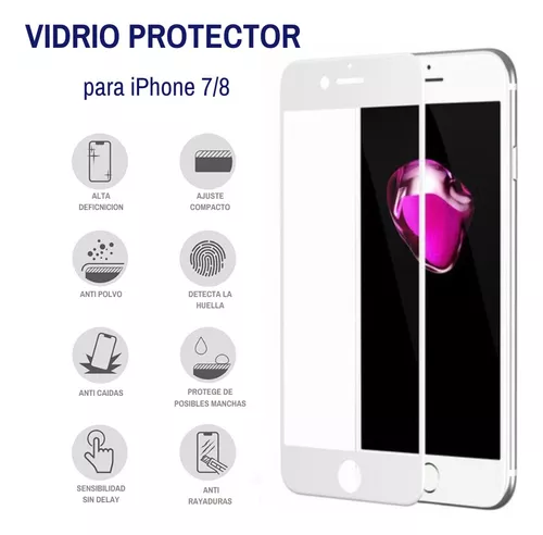 Cristal Templado Completo iPhone 8 Plus Color Blanco