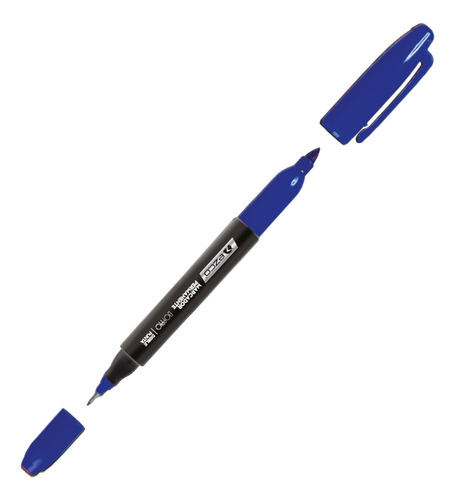 12 Marcadores Ezco Doppio Permanente Doble Punta En Caja Color Azul