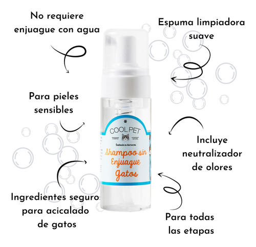 Shampoo Sin Enjuague Coolpet Gatos Higiene Sin Agua Fragancia Lima Coco Verbena