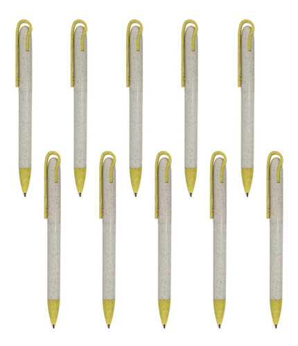 Paquete De 10 Bolígrafos De Fibra De Trigo Con Mecanismo