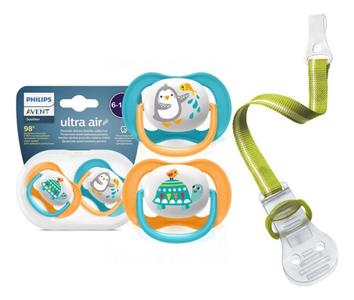 Chupeta Tartaruga Happy + Prendedor De Chupeta Philips Avent