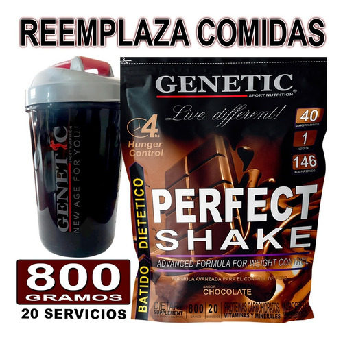 Perfect Shake Reemplaza Comidas + Vaso Batidor Genetic 