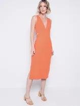 Comprar Vestido Forum Midi Recorte Vazado Laranja